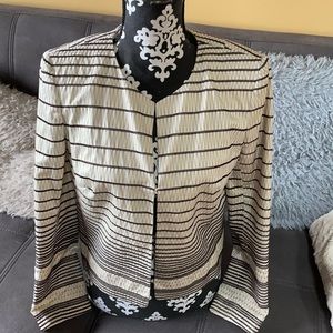 TALBOTS Cream and Brown Blazer Jacket Size 6